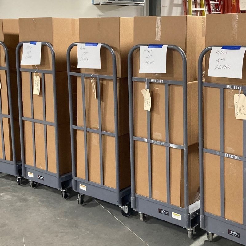 Boxes on carts